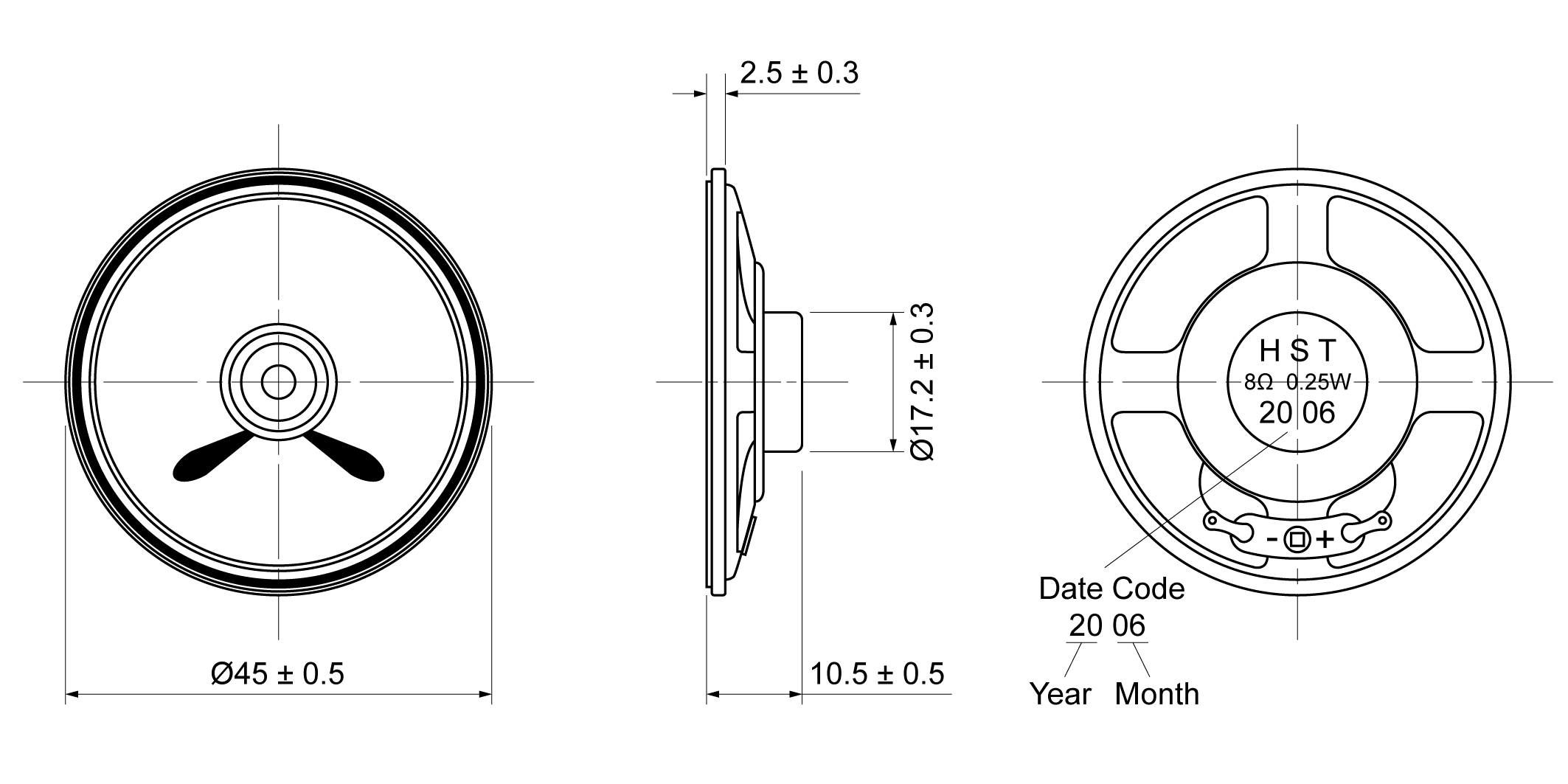 LI45R-9H0.25W8 Mechanical Drawing